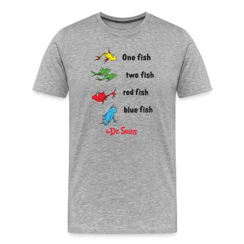 One Fish Two Fish Red Fish Blue Fish Iconic Design - T-shirt bio Premium Homme - gris chiné - Devant - Damien (186cm)