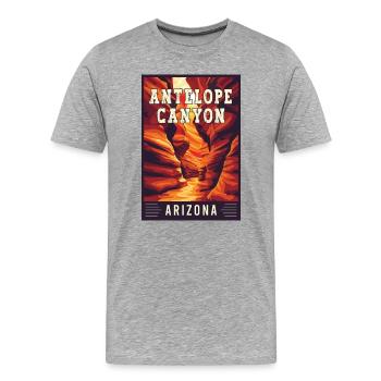 Découvrez les merveilles de l’Antelope Canyon en Arizona - T-shirt bio Premium Homme - gris chiné - Devant - Damien (186cm)