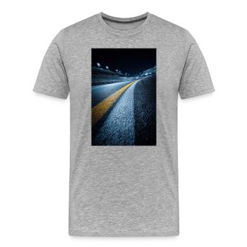 Midnight Track Horizon - Men's Premium Organic T-Shirt - heather grey - Front - Damien (186cm)