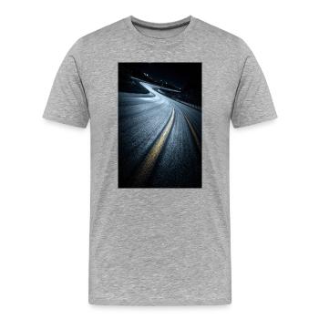 Courbe de course nocturne - T-shirt bio Premium Homme - gris chiné - Devant - Damien (186cm)