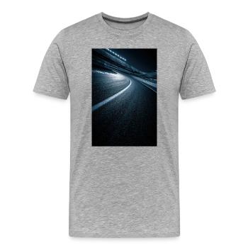 Route de Minuit Courbe Néon - T-shirt bio Premium Homme - gris chiné - Devant - Damien (186cm)