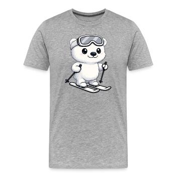 Cute Polar Bear Skier Cartoon Winter Vacation - Men's Premium Organic T-Shirt - heather grey - Front - Damien (186cm)