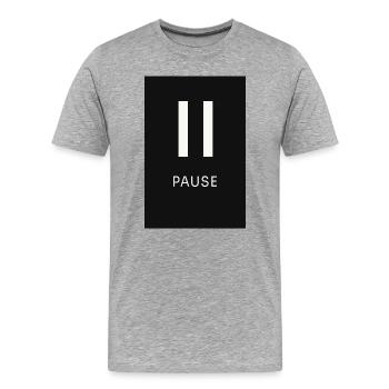 Pause Sign Minimal Black - Men's Premium Organic T-Shirt - heather grey - Front - Damien (186cm)