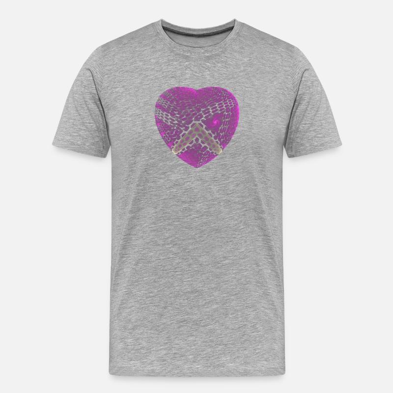 Lila Herz mit Hexagon-Pfeil - Männer Premium Bio T-Shirt - Grau meliert