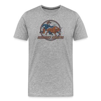 Plötzlich Athletisches Rodeo - Männer Premium Bio T-Shirt - Grau meliert - Vorne - Damien (186cm)