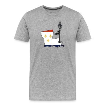 New Orleans Coole Karte USA Mardi Gras - Männer Premium Bio T-Shirt - Grau meliert - Vorne - Damien (186cm)