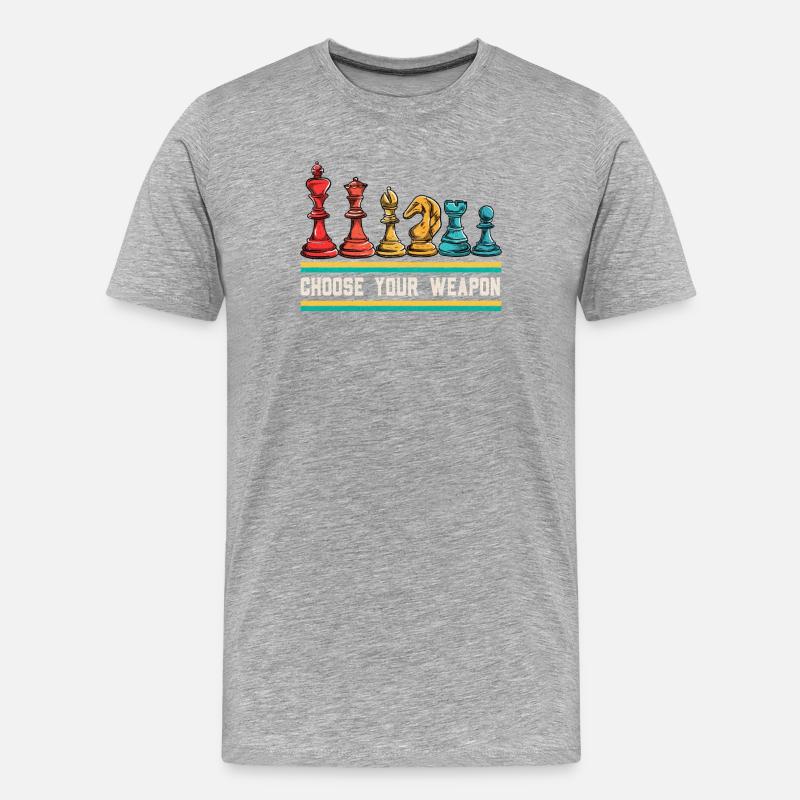Wähle Deine Waffe: Schachhelden - Männer Premium Bio T-Shirt - Grau meliert