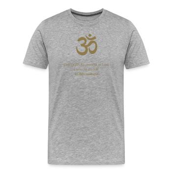 Mantra OM – Je suis parfaitement satisfait - T-shirt bio Premium Homme - gris chiné - Devant - Damien (186cm)