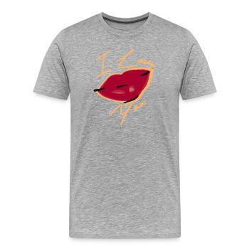 Ich ❤️ DICH ICH LIEBE DICH ICH MUND DICH  - Männer Premium Bio T-Shirt - Grau meliert - Vorne - Damien (186cm)