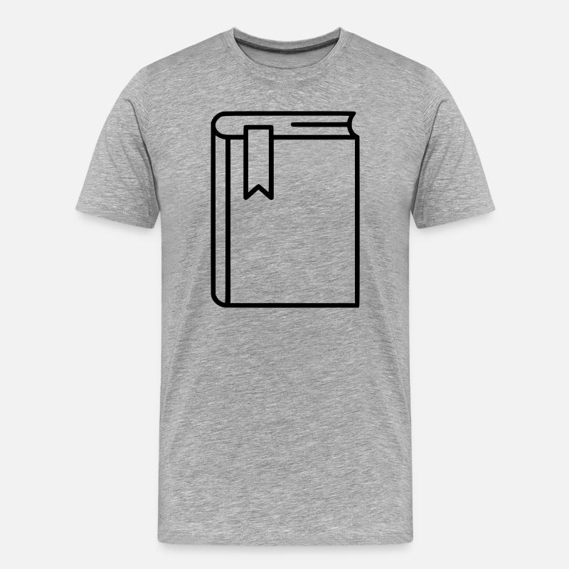 Buch Notizbuch Lesezeichen Icon - Männer Premium Bio T-Shirt - Grau meliert