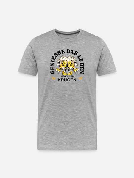 Enjoy Life – Funny Beer Saying Retro - Men's Premium Organic T-Shirt - heather grey