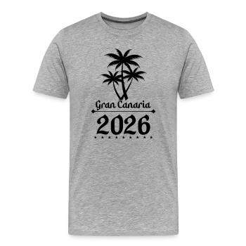 Gran Canaria 2026 - Männer Premium Bio T-Shirt - Grau meliert - Vorne - Damien (186cm)