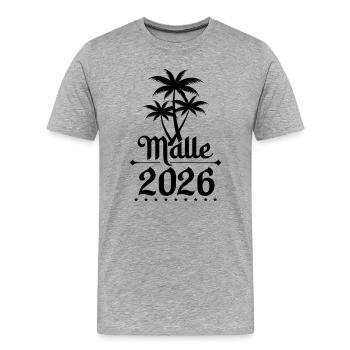 Malle 2026 - Männer Premium Bio T-Shirt - Grau meliert - Vorne - Damien (186cm)