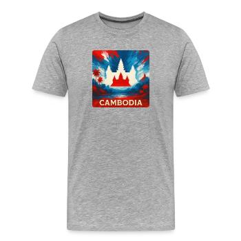 Cambodia Temple Design - Men's Premium Organic T-Shirt - heather grey - Front - Damien (186cm)