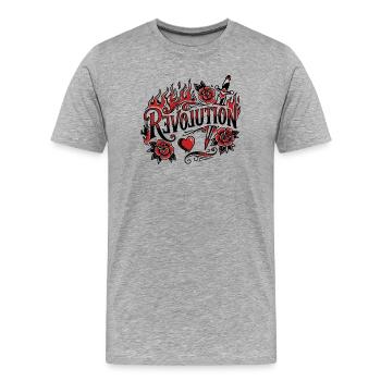 Diversité & Inclusion, Hoodie Révolutionnaire, Tasse - T-shirt bio Premium Homme - gris chiné - Devant - Damien (186cm)