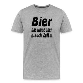 Bier - Männer Premium Bio T-Shirt - Grau meliert - Vorne - Damien (186cm)