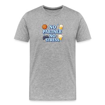 Pas de partenaire Pas de stress - T-shirt bio Premium Homme - gris chiné - Devant - Damien (186cm)