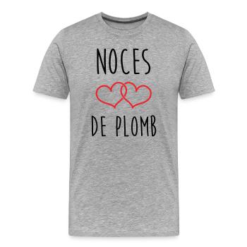 Lead Wedding 14 Jahre Ehe - Männer Premium Bio T-Shirt - Grau meliert - Vorne - Damien (186cm)