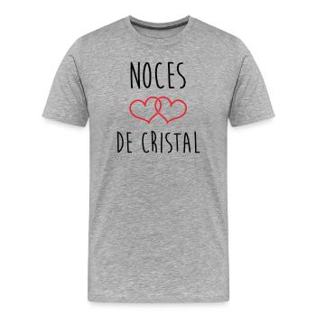 Crystal Wedding 15 Jahre Ehe - Männer Premium Bio T-Shirt - Grau meliert - Vorne - Damien (186cm)