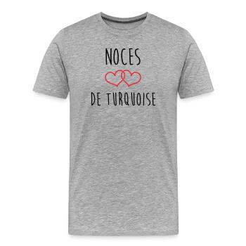 Turquoise Wedding 18 Years of Marriage - Men's Premium Organic T-Shirt - heather grey - Front - Damien (186cm)
