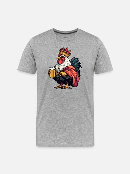 Rooster Beer King - Men's Premium Organic T-Shirt - heather grey