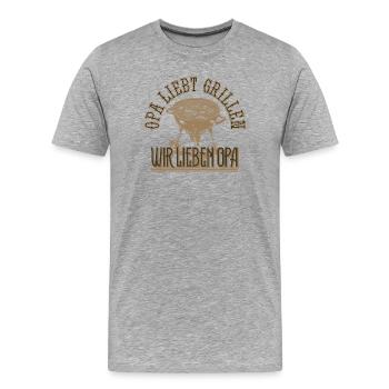Opa liebt Grillen Wir lieben Opa Geschenk - Männer Premium Bio T-Shirt - Grau meliert - Vorne - Damien (186cm)