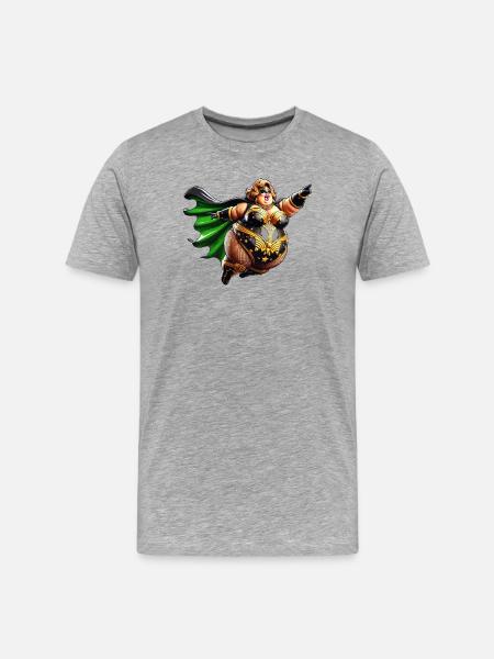 Golden Power Woman Superheldin - Männer Premium Bio T-Shirt - Grau meliert