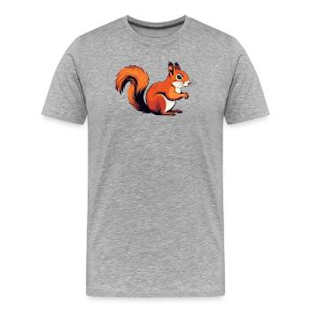 Lebhaftes kleines Eichhörnchen Waldbewohner Motiv - Männer Premium Bio T-Shirt - Grau meliert - Vorne - Damien (186cm)