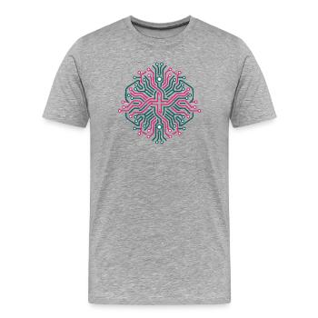 Rosa und Blaues symmetrisches neuronales Netzwerk - Männer Premium Bio T-Shirt - Grau meliert - Vorne - Damien (186cm)