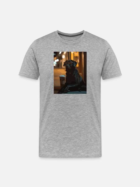 Night lounge dog with sunglasses - Men's Premium Organic T-Shirt - heather grey