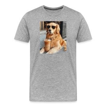 Sonnenbrillenhund Latte-Genuss - Männer Premium Bio T-Shirt - Grau meliert - Vorne - Damien (186cm)