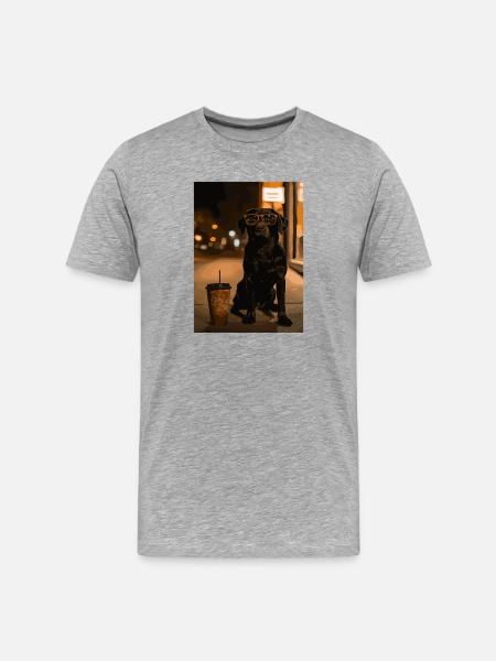 Nocturnal dog with sunglasses - Men's Premium Organic T-Shirt - heather grey