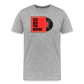 33 45 78 RPM Vinyl Record Design - Männer Premium Bio T-Shirt - Grau meliert - Vorne - Damien (186cm)