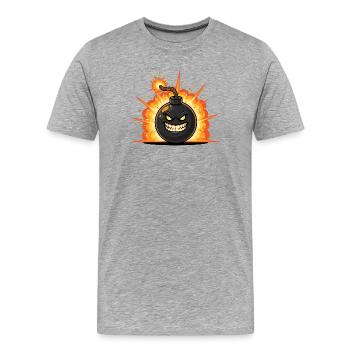 Explosionsbombe Cartoon mit Grinsen - Männer Premium Bio T-Shirt - Grau meliert - Vorne - Damien (186cm)