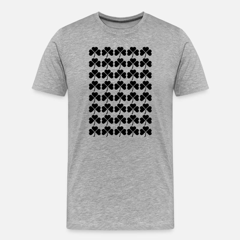 Irisches Kleeblattmuster - Männer Premium Bio T-Shirt - Grau meliert