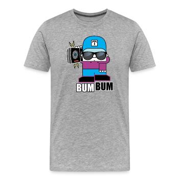 BoomBox Buddy Retro Tee - Männer Premium Bio T-Shirt - Grau meliert - Vorne - Damien (186cm)