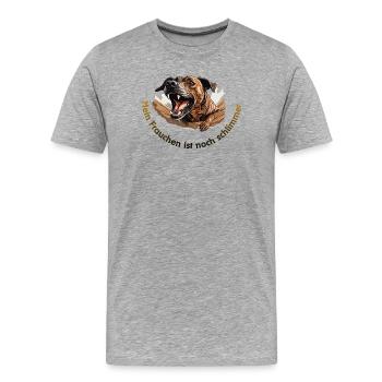 Mein Frauchen ist noch schlimmer - Männer Premium Bio T-Shirt - Grau meliert - Vorne - Damien (186cm)