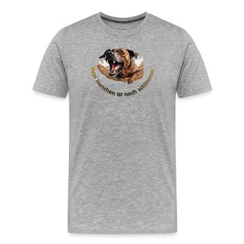Mein Herrchen ist noch schlimmer - Männer Premium Bio T-Shirt - Grau meliert - Vorne - Damien (186cm)