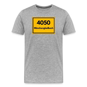 ALTE POSTLEITZAHL PLZ 4050 MÖNCHENGLADBACH FUSSBAL - Männer Premium Bio T-Shirt - Grau meliert - Vorne - Damien (186cm)