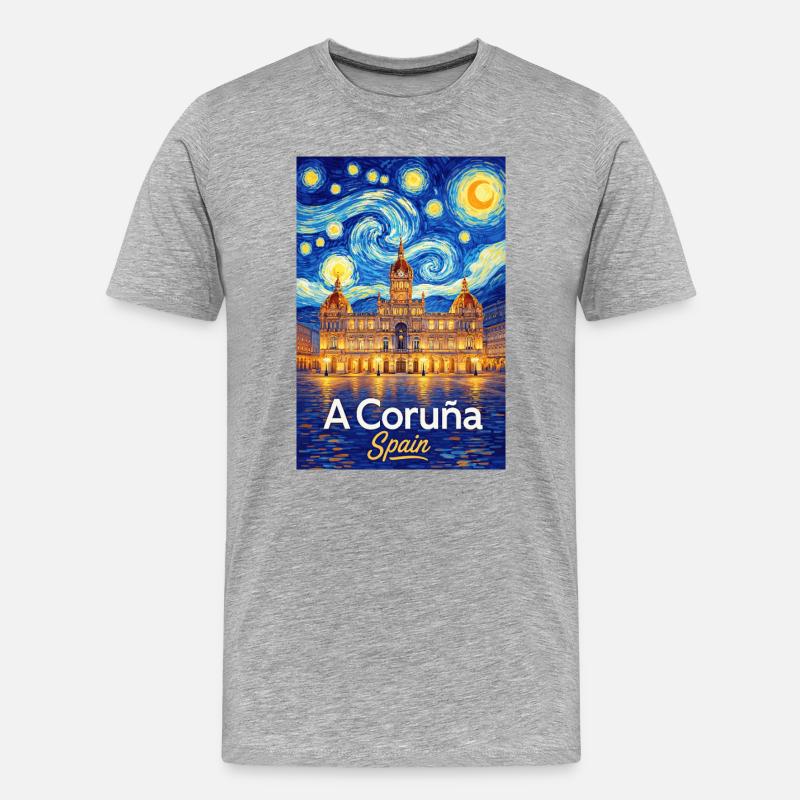 A Coruña Spain - Männer Premium Bio T-Shirt - Grau meliert
