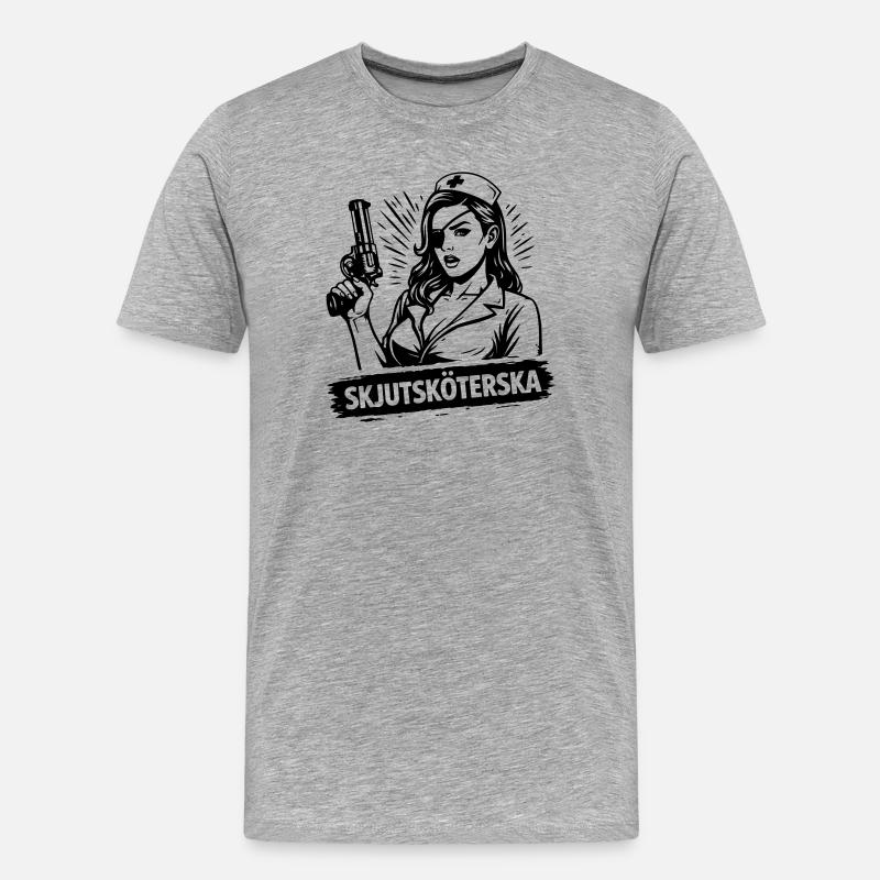 Erschießende Krankenschwester - Männer Premium Bio T-Shirt - Grau meliert