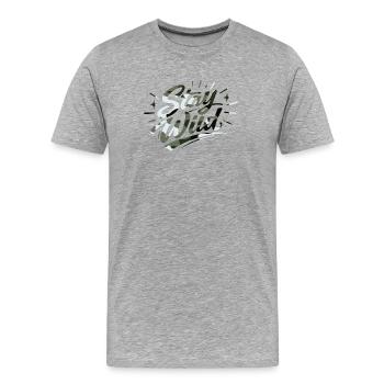 Stay wild  - Männer Premium Bio T-Shirt - Grau meliert - Vorne - Damien (186cm)