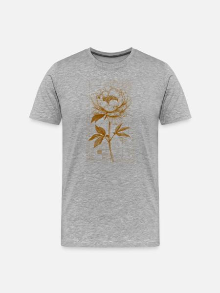 Goldene Blüte im Gitterrahmen - Männer Premium Bio T-Shirt - Grau meliert