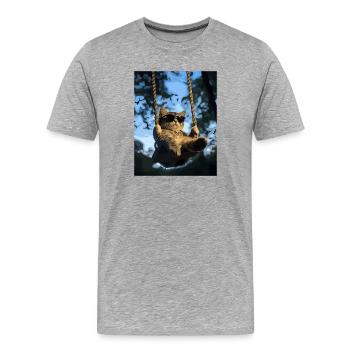 Cat swinging in the sunlight - Men's Premium Organic T-Shirt - heather grey - Front - Damien (186cm)