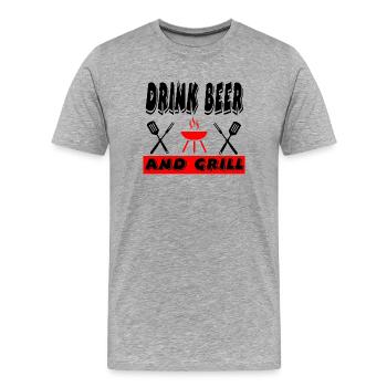 Griller - T-shirt bio Premium Homme - gris chiné - Devant - Damien (186cm)