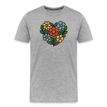 Bouquet Folk Style - Men's Premium Organic T-Shirt - heather grey - Front - Damien (186cm)