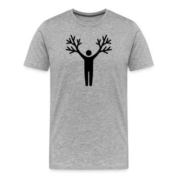 Baum Mensch Wurzeln Wachstum - Männer Premium Bio T-Shirt - Grau meliert - Vorne - Damien (186cm)