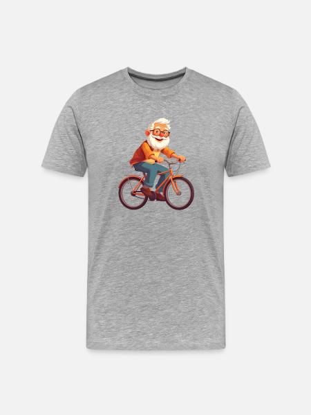 Opa fährt Fahrrad - Männer Premium Bio T-Shirt - Grau meliert