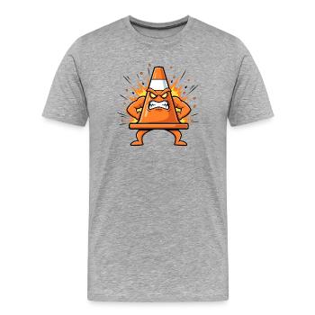 Wütender Kegel Cartoon - Männer Premium Bio T-Shirt - Grau meliert - Vorne - Damien (186cm)