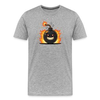 Explosive Grin Bomb - Men's Premium Organic T-Shirt - heather grey - Front - Damien (186cm)